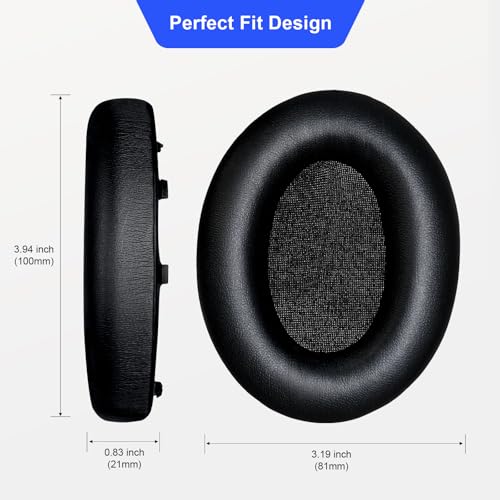 Almohadillas de repuesto Aurivor para auriculares Sony WH-1000XM4, fundas para orejeras con cuero sintético suave, espuma viscoelástica para aislamiento acústico, grosor aumentado y diseño compatible con sensores (Negro) miniatura 4