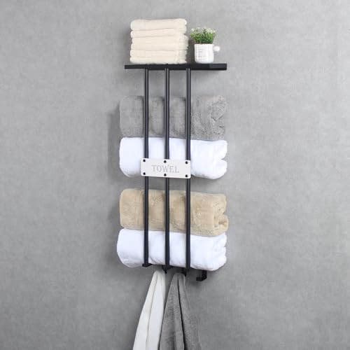 Toalleros para baño montado en la pared para organizar toallas de hotel en casa 4