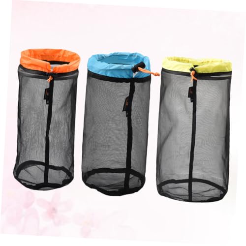 Lot de 3 sacs en maille à cordon pour rangement de couettes et linge de camping