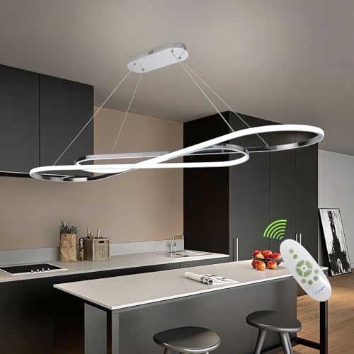 Image of 59.06in Led Chandelier Large Modern Led Pendant Light Fixture Dimmable with Remote Controller Electroplated Chrome