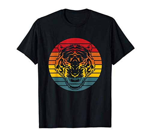 Tiger Sunset Retro Jungle Safari Animal Big Cat Tigers Lover Camiseta