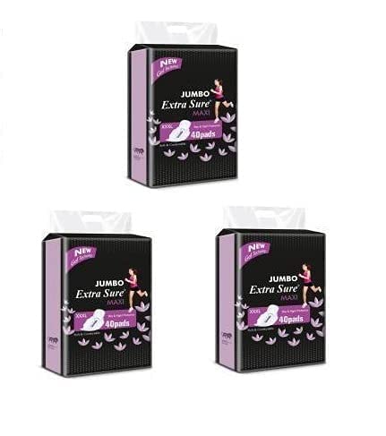 Extra Sure Jumbo XXXL 320 Mm Ultra Clean Soft Thin Dry Cottony Sanitary Napkin Pad With Wing For Women Girl (Pack of 1) Peace40 (Lavender)