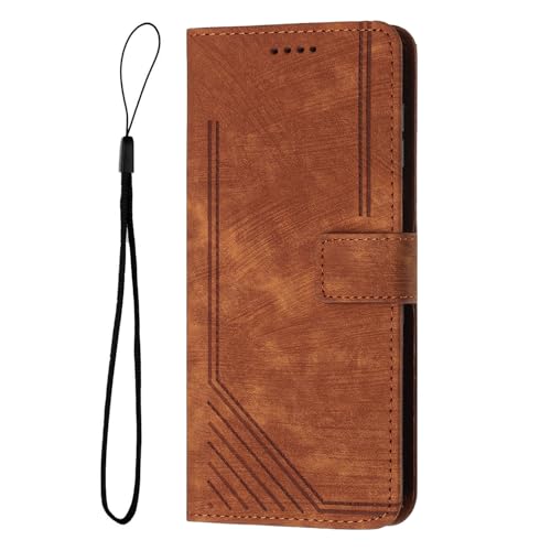 Protection iPhone 16 Pro étui portefeuille à rabat anti-choc et béquille marron