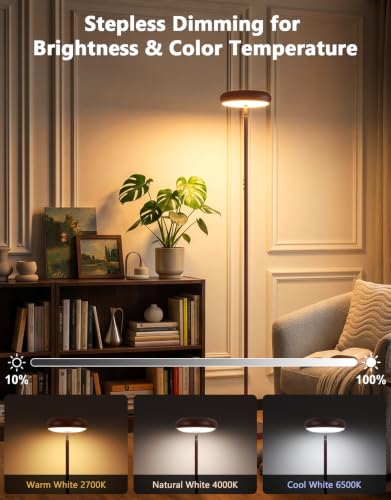 Image of Bairth Uplighter Floor Lamp for Living Room, Ripple and Star Projector