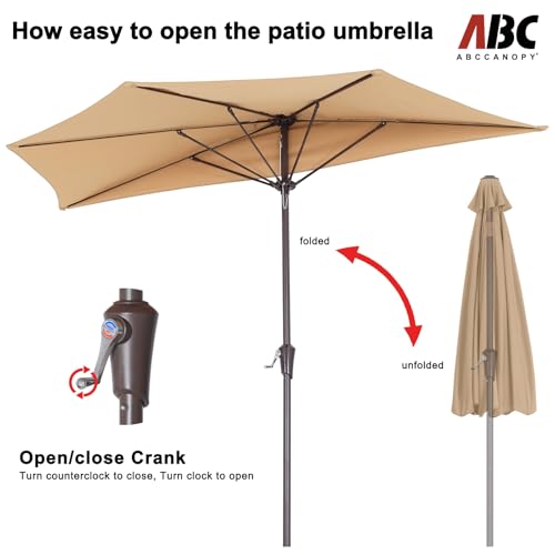 ABCCANOPY Patio Umbrella 9FT - Outdoor Half Umbrellas for Patio, Backyard, Garden, Deck (Khaki) by ABCCANOPY - Image 6