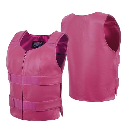 HOT PINK Women hot pink style leather Vest women biker club