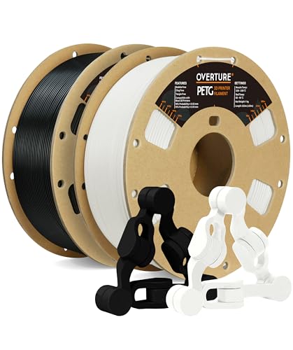 OVERTURE PETG Filament 1.75mm, 3D Printer Filament, 2kg Filament (4.4lbs), Dimensional Accuracy...