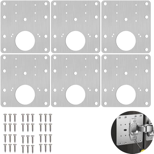 SLEEKSTATION 6枚セット ヒンジ修理プレート キッチン食器棚ドアヒンジプレート キャビネットヒンジプレート ステンレススチールヒンジプレート フラット固定補修プレート スライド丁番 修理プレート