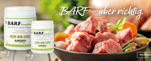 Anibio Barf Complex 120g | Ergänzung zur Rohfütterung | Getreidefrei | mit Vitaminen, Mineralien und Kräutern | barfen | Vitalstoffe | Kräutermischung für Hunde