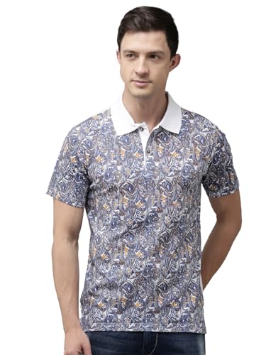Image of KRYPTIC Men's Ultra-Soft Cotton Rich Casual Printed Half Sleeve Regular Fit Classic Polo T-Shirt - Soft, Cool & Stylish Everyday Wear