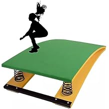 Big Kids Junior Gymnastics Springboard for Vault، Spring Boards Gymnastics، Heavy Duty Pro Curved Spring Board with Steel Spring & Jump Pad، Anti-Skid Springboard، Thick Spring، Durable