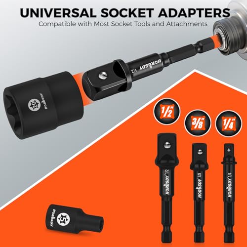 Image of 35 PCS Magnetic Nut Driver Set, Impact Drill Driver Bit 1 /4 inch Hex Shank, SAE & Metric Cr-V Steel Nut Drivers with Quick-Release Extensions, Impact Socket Adapters, Bit Holder, 8PCS S2 Bits, Toolbox