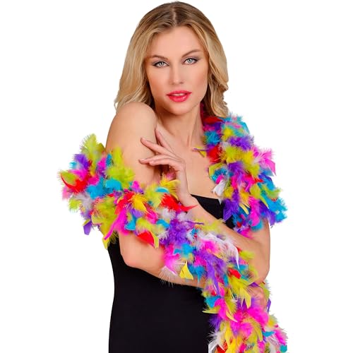 W WIDMANN MILANO Party Fashion - Boa de plumas, longitud aprox. 180 cm, pañuelo de plumas, accesorio, fiesta temática