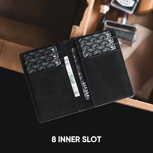 VULKIT Bifold Front Pocket Slim Wallet RFID Blocking Minimalist Thin Leather Credit Card Holder Wallet for Men and Women Alcantara Black4