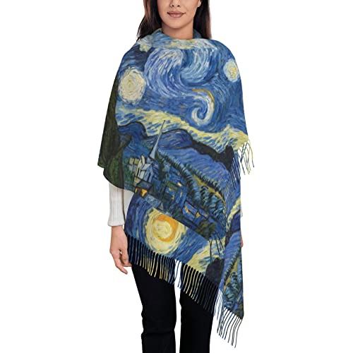 Van Gogh Starry Sky Night Art Soft Blanket Scarf Long Warm Shawl Wraps Scarfs For Women3