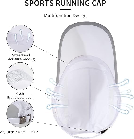 Running Hat Mesh Sports Cap Lightweight Quick Drying Runner Cap for Men Women - Image 2