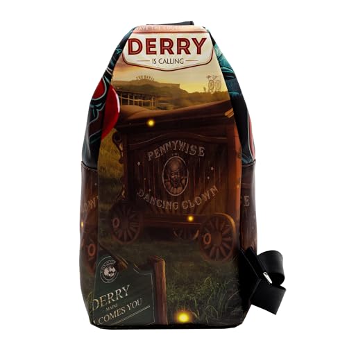 Warner Bros. Horror Movies Vegan Leather Crossbody Sling Bag, It Chapter Two Pennywise Derry Circus Pose, 7" x 14"3