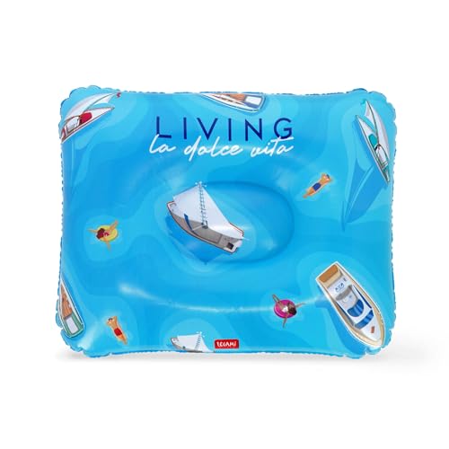 Legami - Aufblasbares Strandkissen, Komfortables ultraleichtes Strand-Pool-Camping-Kissen, Durchmesser 40 cm, Blau
