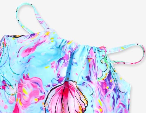 Image of TENVDA Girls Swimsuit 2-Piece Halter Tankini Set Beach Sport Bathing Suit UPF 50+ Swimwear