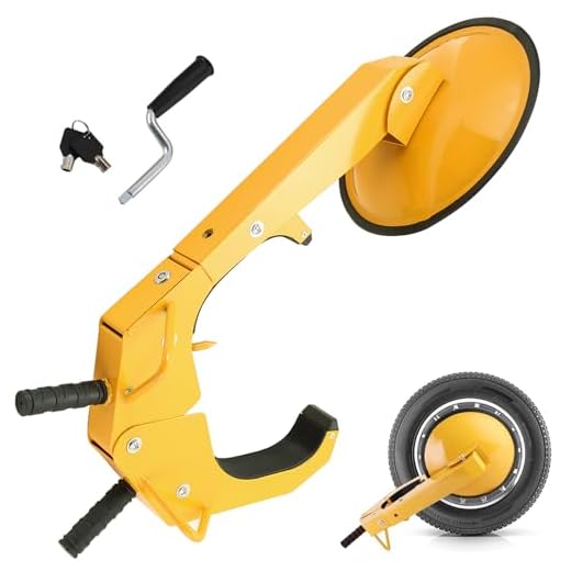 DASBET Wheel Lock Clamp Boot Heavy Duty Auto Anti-Theft Tire Claw Parking Boot Lock with Key and Crank Adjustable Tire Lock for Car Truck RV ATV (1 Pack)