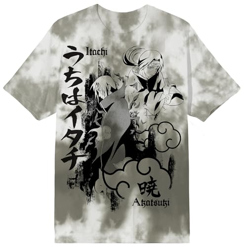 Naruto Oversize Itachi Adult Gray Wash Short Sleeve Tee