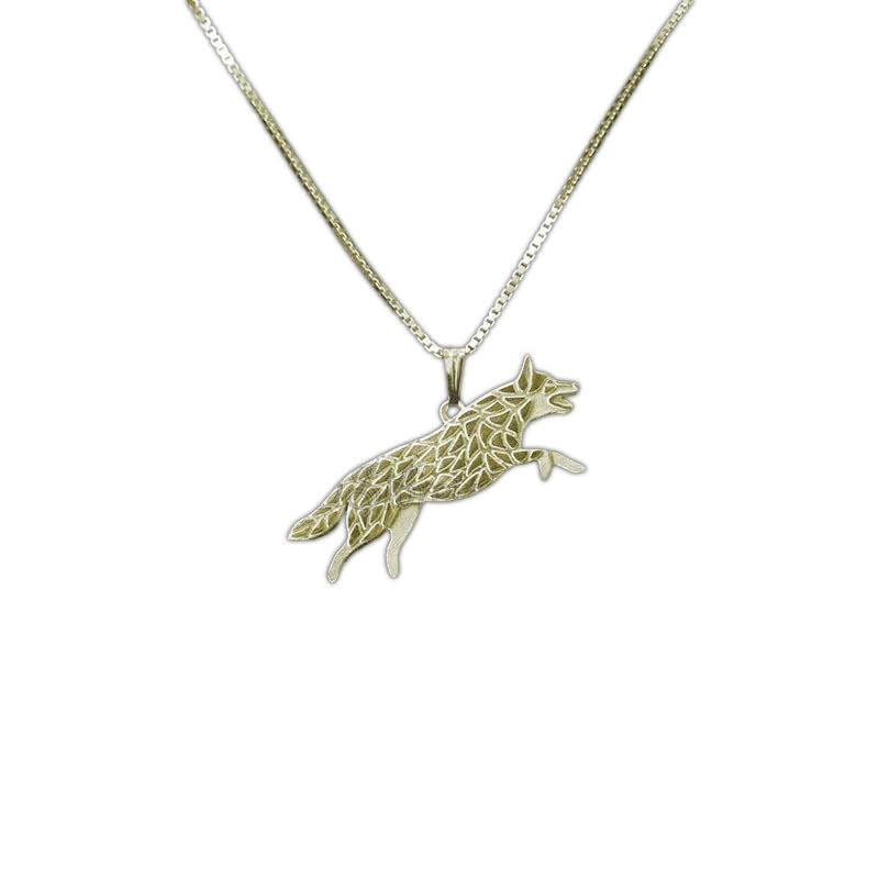 14K Yellow Gold Jumping Australian Cattle Dog Necklace Gift For Dog Lovers Dog Necklace Pet Jewelry Dog Memorial Dog Keepsake Handmade Rare Personalized Animal Jewelry Unique Birthday Custom Jewelry
