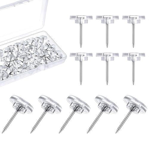 Clear Push Pins Board for Pinboard - 150Pcs Drawing Pins Map Pins with Storage Box Thumb Tacks for Cork Notice and Bulletin Boards Perfect for Posters Wall Hangings Cork Board School & Office Use