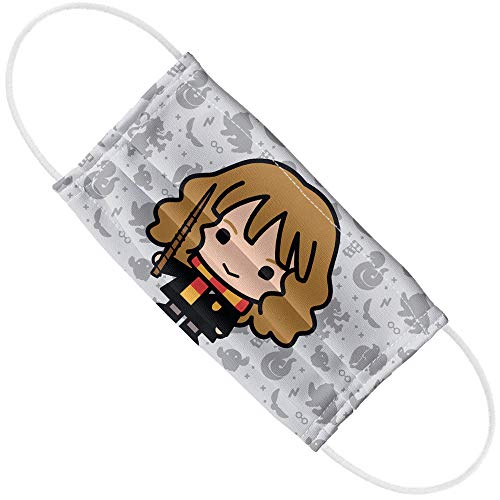 Popfunk Harry Potter Hermione Chibi and Pattern 1-Ply Reusable Face Mask Covering with Adjustable Nose Wire, Unisex