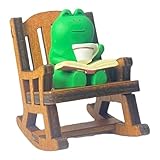 Liiusgelad Miniature Frog Anime Figurines - Resin Desk Figurines, Cool Office Gadgets for Desk, Fun Desk trinkets Gift for Frog Lover（Rocking Chair）