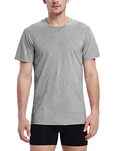 Indefini Men's Micro Modal Undershirts Slim Fit Breathable Crewneck Tshirt, 3 Pack - Black, White & Grey - Xl #TOP1