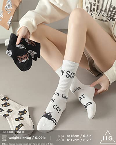 Image of IIG Women's Fashion Cute Cotton Socks Novelty Funny Above Ankle Crew Socks Holiday Gifts for Women 4 /5 Pairs