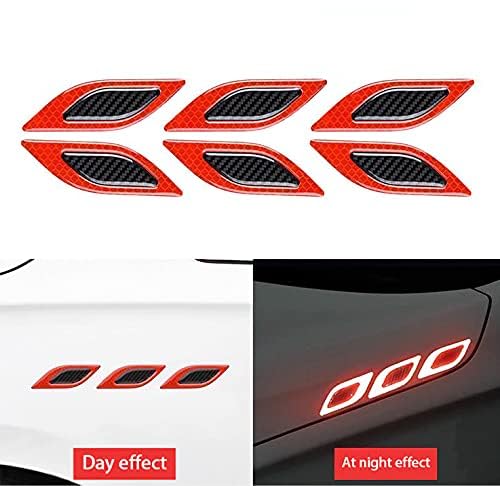 Image of Car High Intensity Reflective Stickers Side Marker Bumper Fender Safety Warning Sticker Universal Strong Reflective Warning Scratches Protector Sticker for Car Night Visibility 6 Psc (Red)