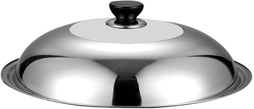 Pan Lid, Frying Pan Lid Steamer Tempered Glass Cover Stainless Steel Round Button Frying Pan Visible Cooking Pot Cover Griddle Accessories(32cm)
