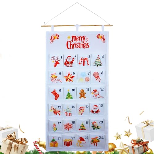Felt Christmas Santa Advent Calendars | Adventt Calendar Wall with Pockets | DIY Hanging Pendant Creative Felts | for Home Holiday Countdown to Christmass Decorations