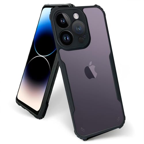 Image of AIBEX Crystal Clear Back Cover Case for Apple iPhone 14 Pro Max | 360 Degree Protection | Shock Proof Design | Transparent Back Cover Case (PC & TPU, Black Bumper)
