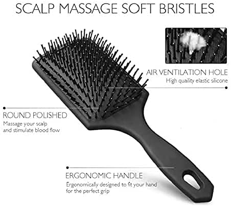 Image of GITGRNTH 2 Pieces Paddle Hair Brush Comb With Round Rolling Curling Roller Comb For Men And Women