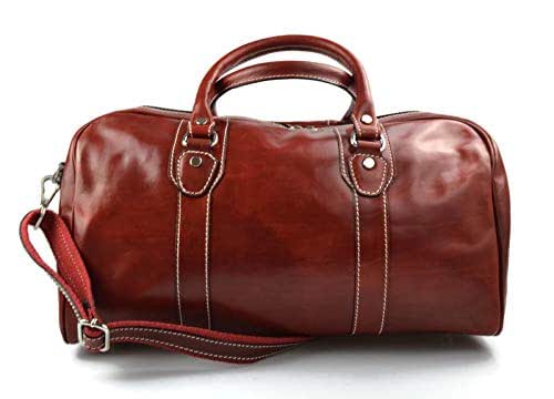 Borsone uomo donna borsa viaggio con manici e tracolla vera pelle made