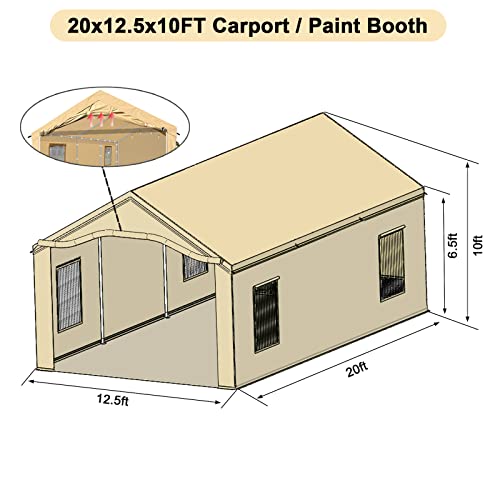 CooTentler Portable Paint Booth 20x12.5x10ft with 4pcs Air Filters & Floor Heavy Duty Rainproof Spray Shelter Portable Garage Spray Tent for Cars, Auto Parts, Furnitures Painting