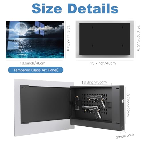 Image of Biometric Hidden Gun Safe fits 2 pistols,Quick Access Wall Gun Safe