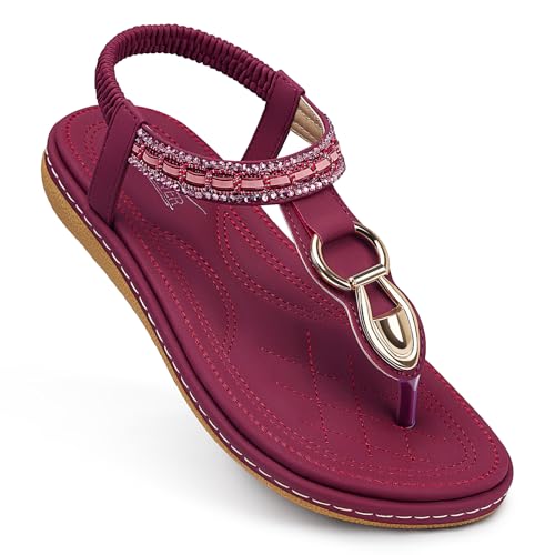 Image of SHIBEVER Flat Sandals for Women Dressy: Comfortable Thong Slip On Sandal