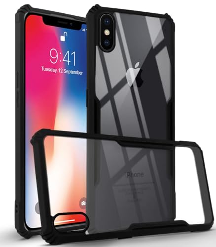 Image of Jkobi Hybrid Back Cover Case for Apple iPhone Xs (Shockproof with Polycarbonate Clear Panel | Professional Black)