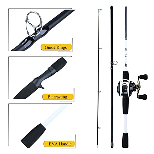 VISSERVAKEN ACCESSOCIOEN 3 secties 17 5 cm Lure visstaaf en 9+ 1BB Baitcasting Reel Lure Rod Combo Travel Fishing Sets koordspoel (Bundles : Right Hand, Color : A) - Image 5