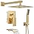 HomGoo Shower System with Tub Spout, Shower Faucet Set with 12-Inch Rain Shower Head, Handheld Shower head and Shower Faucet Trim valve, Wall Mounted Bathroom Shower Combo Set,Gold