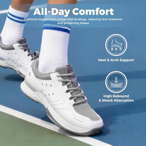 Image of FitVille Men's Wide Pickleball Shoes Non-Slip Court Tennis Sneakers for Men | TPU Torsion Stability, Archcore Energy Return Insole, Wide Toe Box, EVA Cushion, Breathable Mesh, Ankle Support for All Court