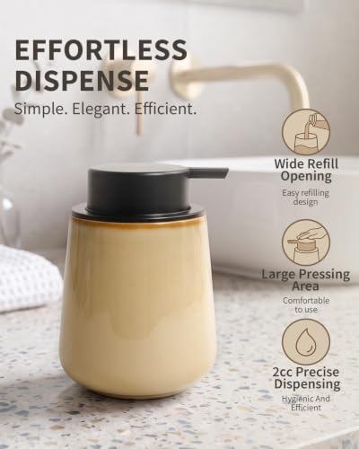 Image of BosilunLife Hand Soap Dispenser - Ceramic Dish Soap Dispenser for Bathroom 12ounce Refillable Liquid Hand Wash Dispenser for Essential Oil, Lotion Soap, Coffee