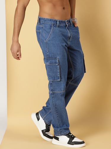 Image of Thomas Scott Men Mid Rise Relaxed Fit Cargo Jeans