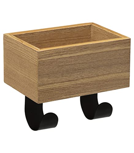 Five - Patère 2 Crochets en métal et Vide Poche en Bois