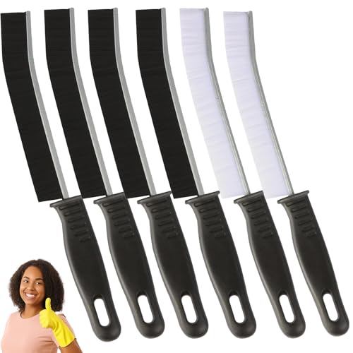 SLIETON Crevice Cleaning Brush Set, 6 Pack Gap Cleaning Brushes for Bathroom, Kitchen, Window Track, Hard Bristle Grout Cleaner Tool for Deep Crevice and Narrow Space Cleaning
