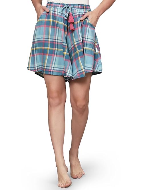 Image of B STORIES Women's Ultra-Soft Printed 100% Viscose Culotte Shorts | Soft Casual High Waist Lounge Shorts | Girls Ladies Stylish Quirky Casual Summer Beach Bottoms (S-XXL)