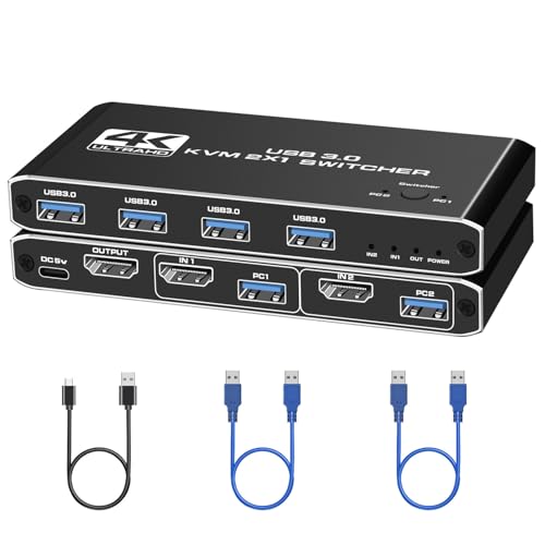 USB 3.0 KVMXCb` HDMI 21o p\R2䃂j^[1؂ւ 5Gbps USB ؑ֊ 1̃v^[2̃p\RŎgp 4K@60Hz 4 US B-A3.0|[g L[{[h/}EX/v^[/̃foCXΉ U